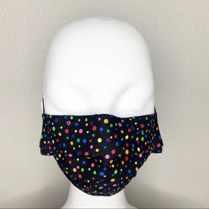 Black Mask w Multicolor Dots w Nose Wire & Pocket